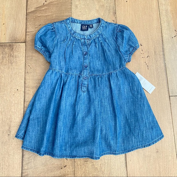GAP Other - Baby Gap Dress Set Chambray Blue Denim Look Dress Toddler Girl 18-24M